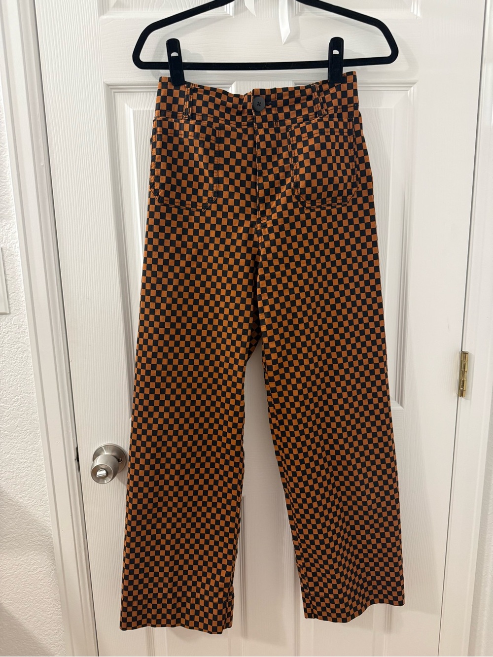 Black and Orange Checkered Colette Pants- Maeve by Anthropologie